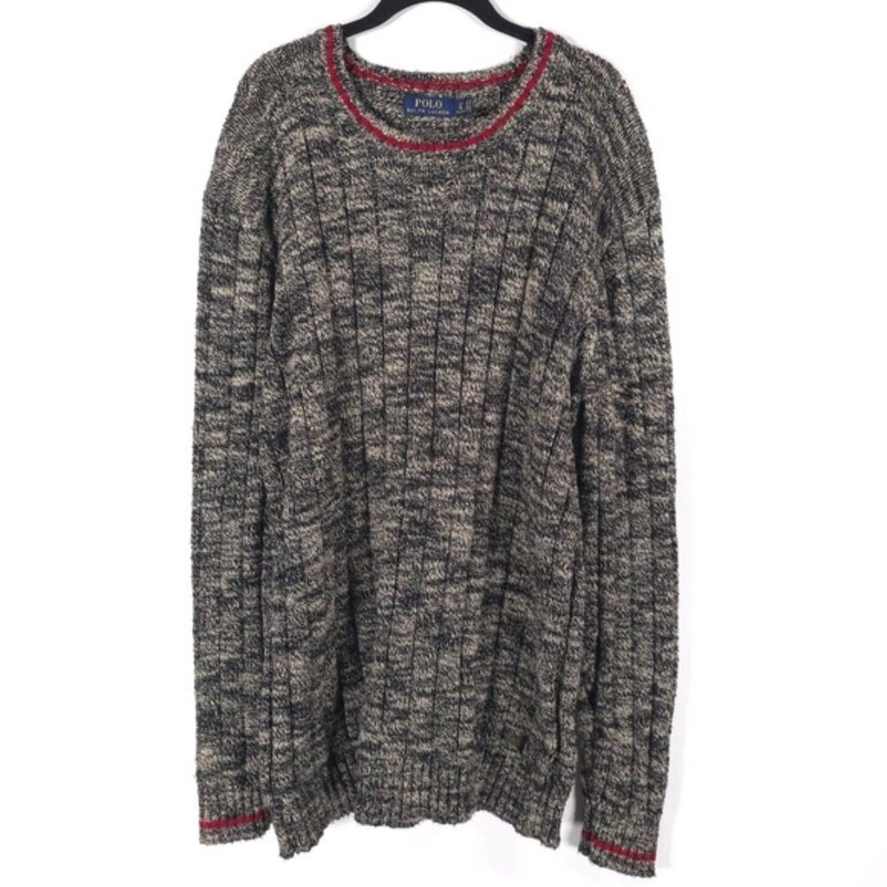 POLO RALPH‎ LAUREN HONG KONG MADE Cotton Knit Pullover Sweater Marled Size LT/GL - Picture 4 of 10